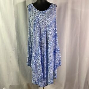 Tybee Island Clothing Co. Blue & White Printed Rounded Hem Swim Dress Coverup